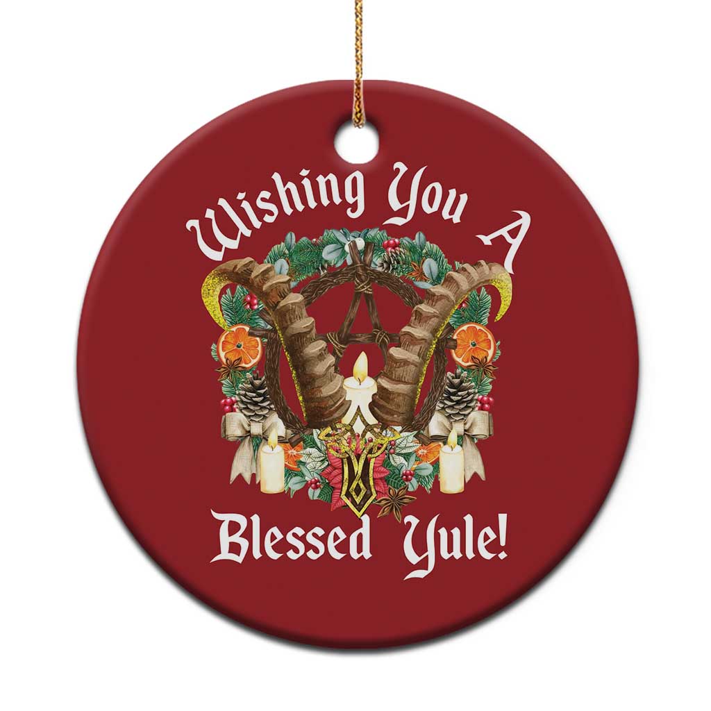 Wishing You A Blessed Yule Christmas Ornament Yule Goat Pagan - Wonder Print Shop