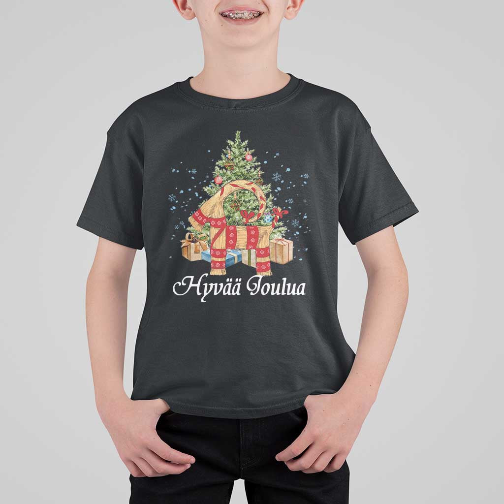 Hyv joulua T Shirt For Kid Finland Christmas Yulegoat Xmas Tree Himmeli - Wonder Print Shop