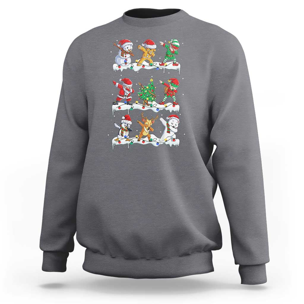 Dabbing Santa Elf Friends Christmas Light Sweatshirt - Wonder Print Shop