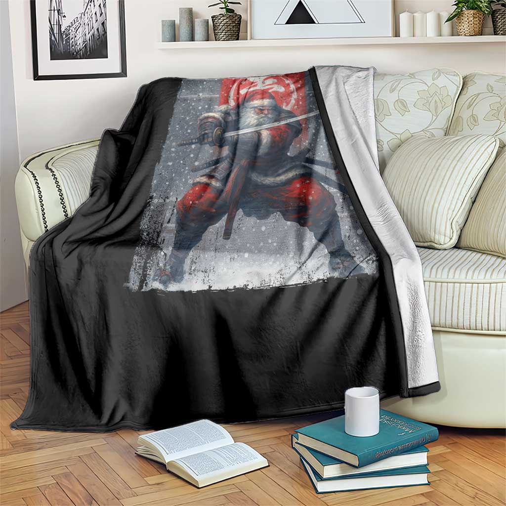 Christmas Samurai Santa Throw Blanket Japanese Xmas Warrior Sword Katana - Wonder Print Shop
