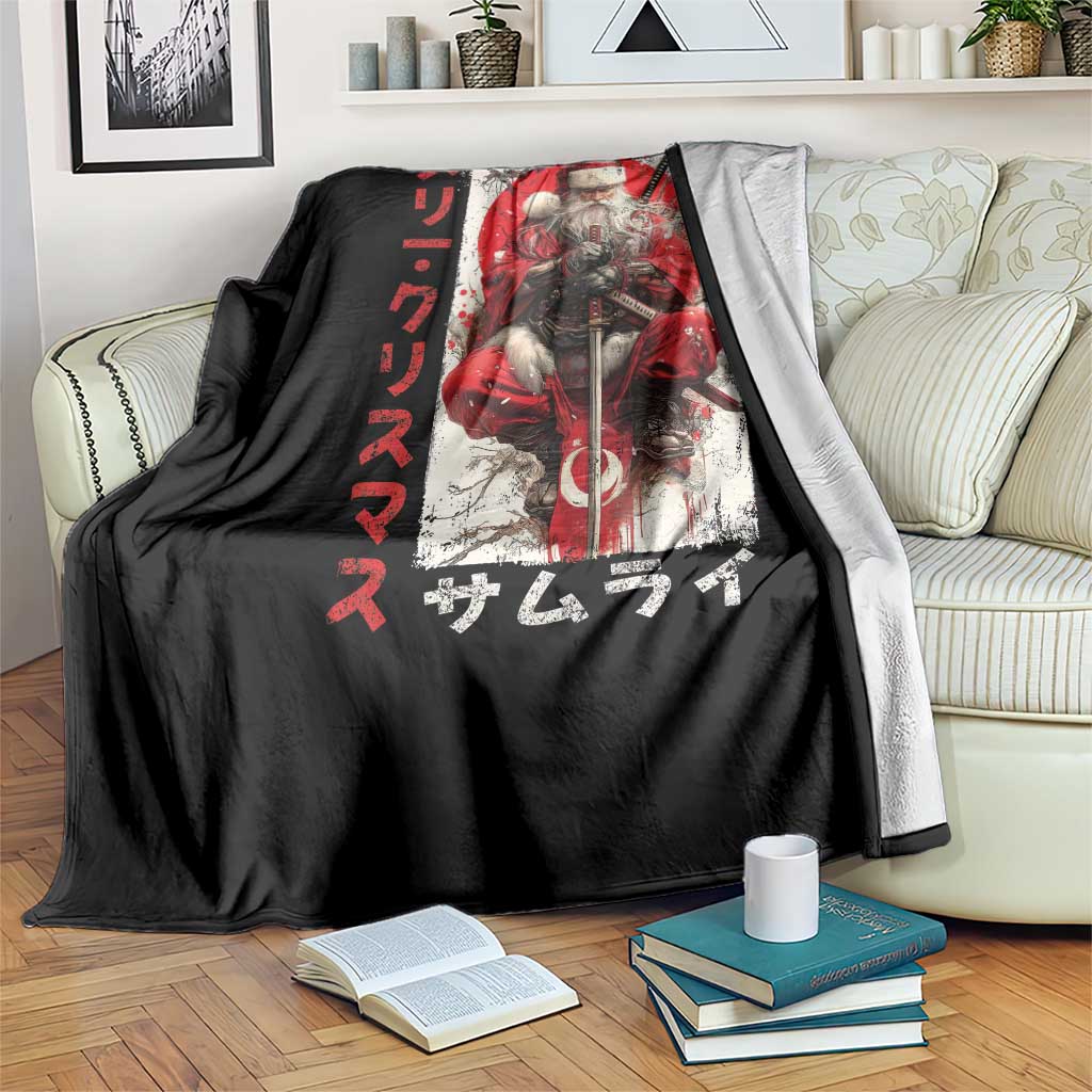 Christmas Samurai Santa Throw Blanket Japanese Xmas Warrior Ukiyo-e Art - Wonder Print Shop