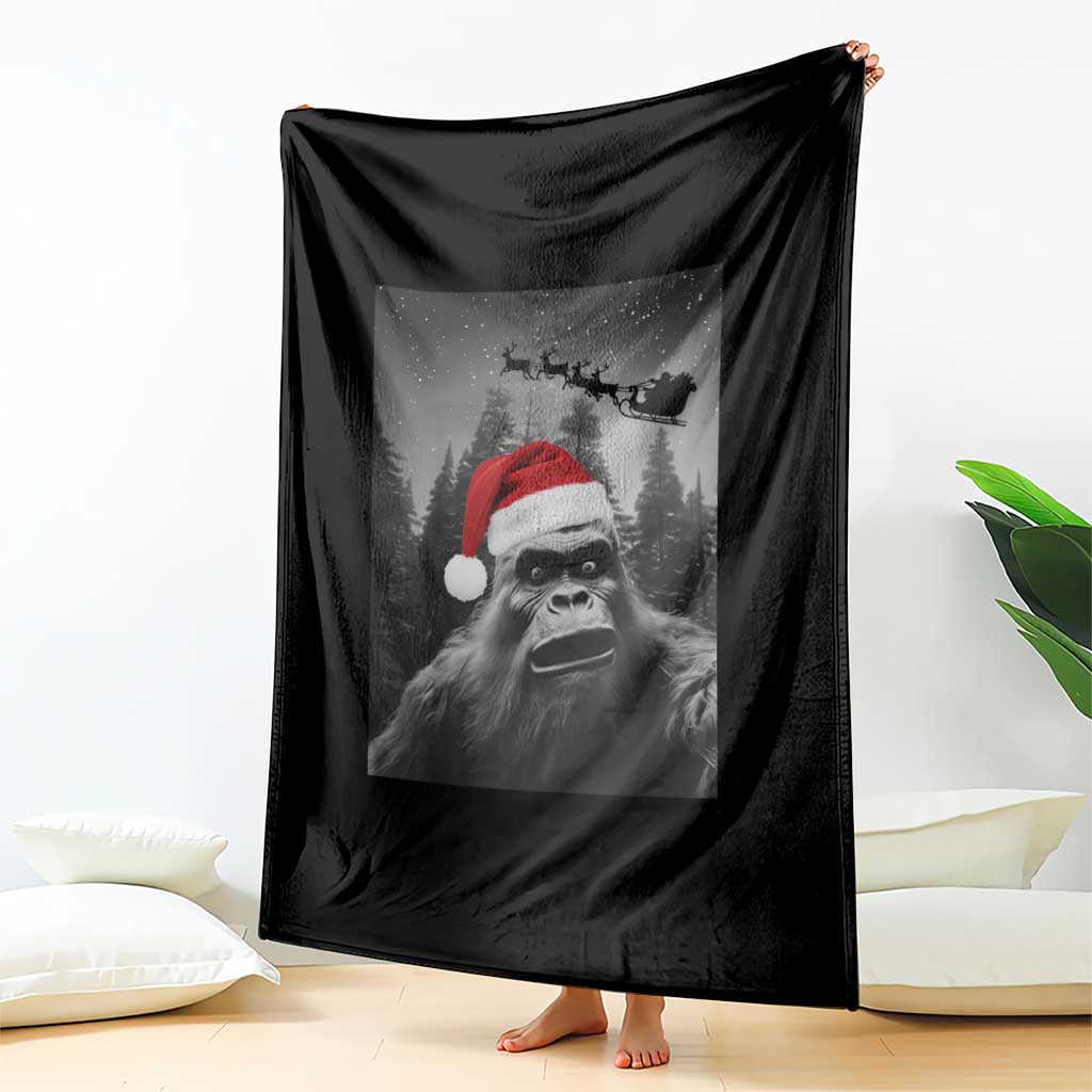 Funny Bigfoot Santas Sleigh Selfie Christmas Throw Blanket - Wonder Print Shop