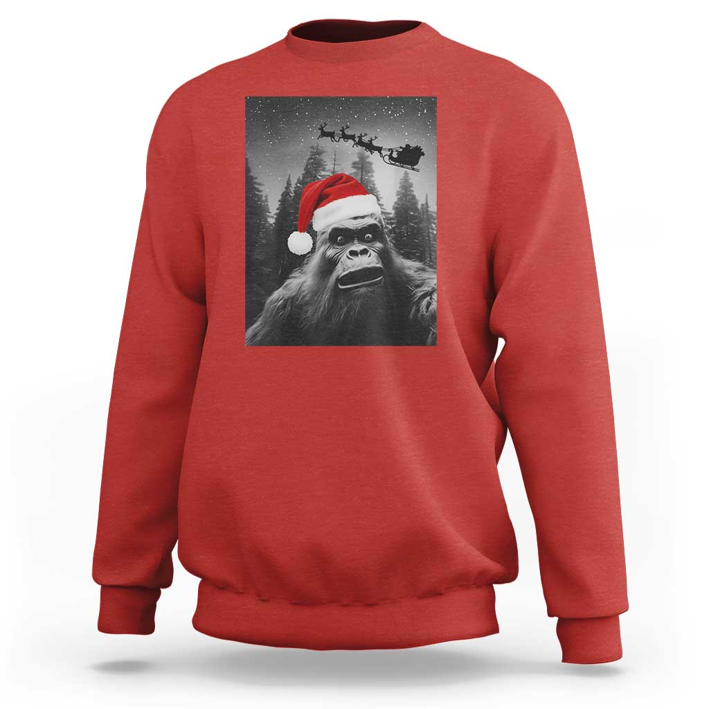 Funny Bigfoot Santas Sleigh Selfie Christmas Sweatshirt - Wonder Print Shop