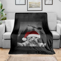Funny Cat Selfie With Santas Sleigh Christmas Throw Blanket - Wonder Print Shop