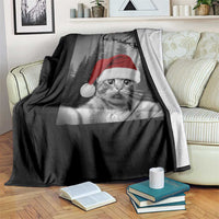 Funny Cat Selfie With Santas Sleigh Christmas Throw Blanket - Wonder Print Shop