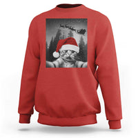 Funny Cat Selfie With Santas Sleigh Christmas Sweatshirt - Wonder Print Shop