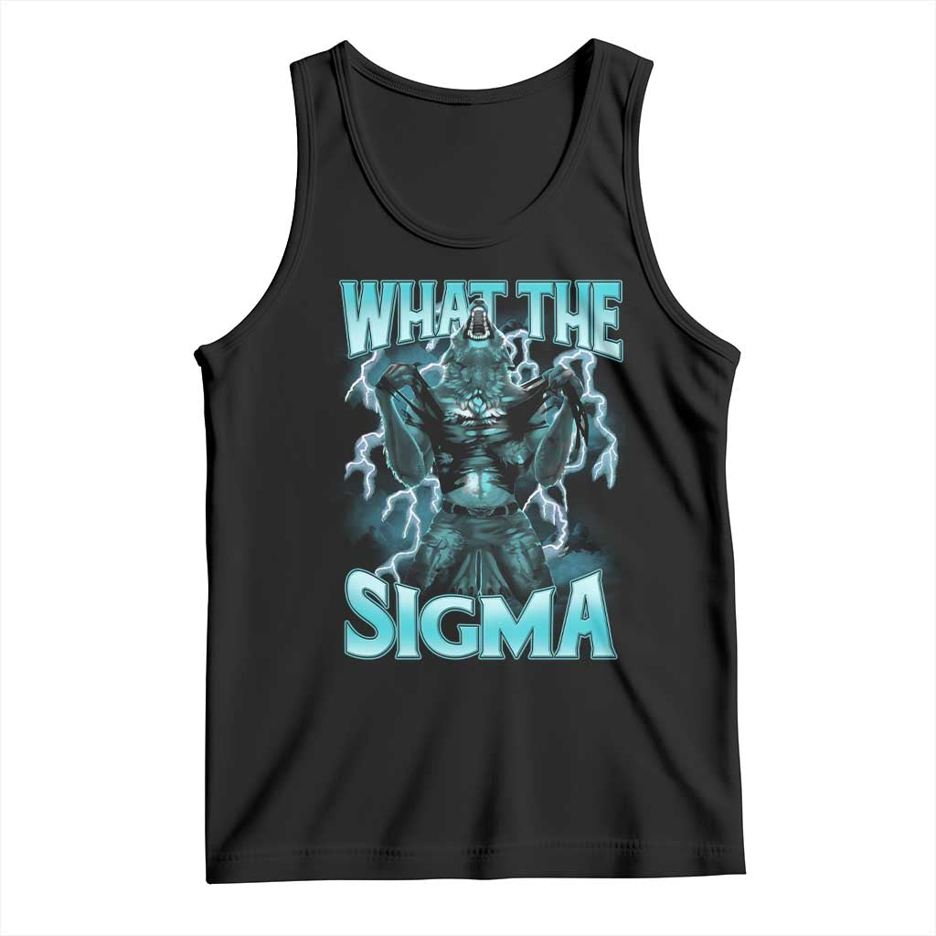 Funny What The Sigma Tank Top Alpha Wolf Oddly Specific Thunder Meme