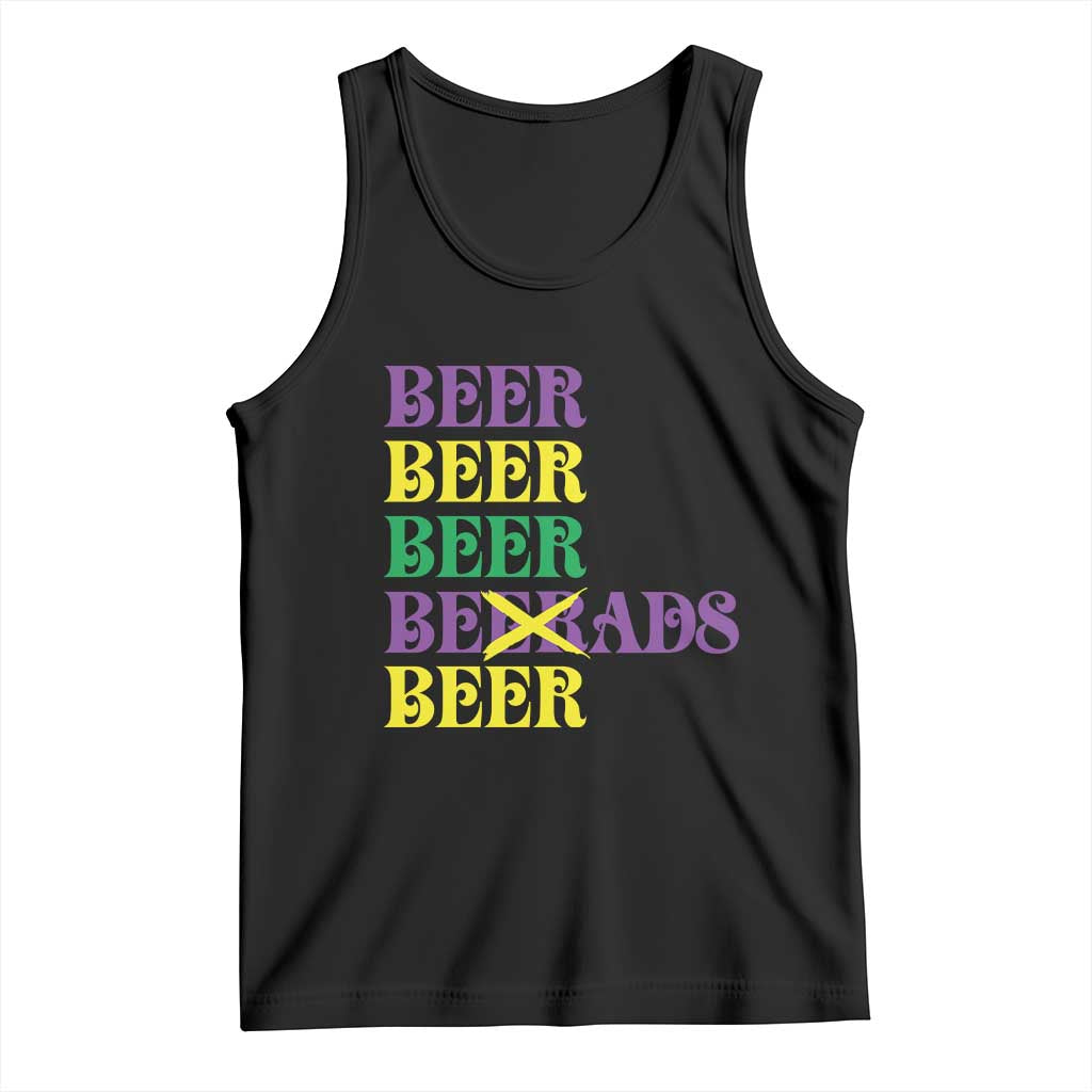 Funny Mardi Gras Drinking Tank Top Retro Beads Beer Carnival Party