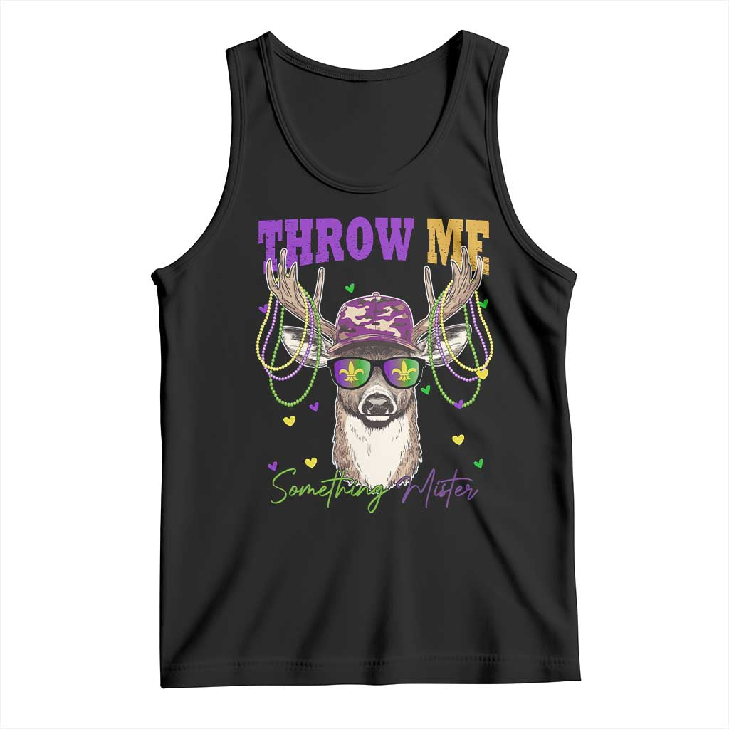 Funny Mardi Gras Mississippi Deer Tank Top Throw Me Something Mister Beads