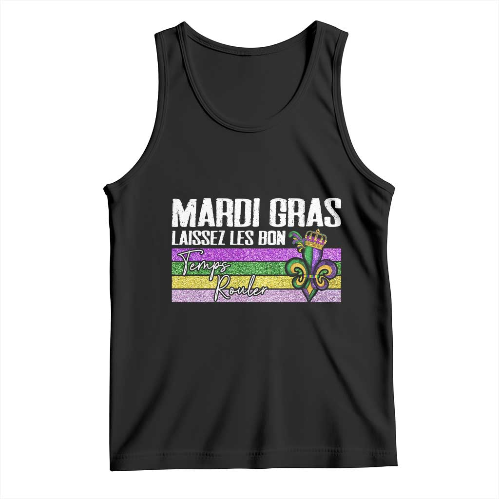 Funny Mardi Gras Laissez Les Bon Temps Rouler Tank Top Fleur De Lis Glitter Print