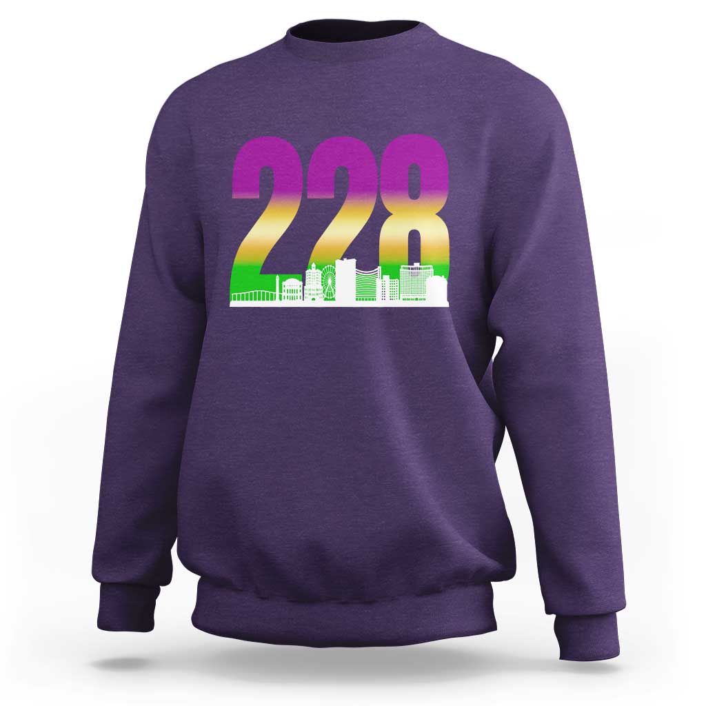 Funny Mardi Gras In Biloxi Mississippi Sweatshirt 228 Skyline Area Code