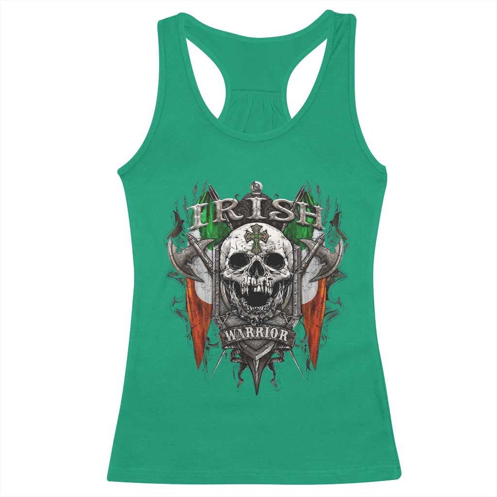 Funny Irish Warrior Racerback Tank Top Vintage Skull Celtic Cross Ireland Flag