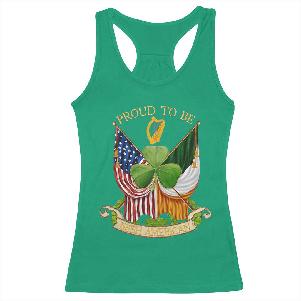 Proud To Be Irish American Racerback Tank Top Vintage Ireland USA Flag Shamrock Harp