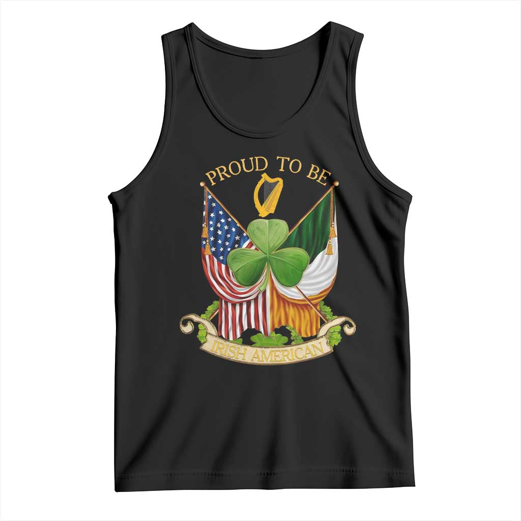 Proud To Be Irish American Tank Top Vintage Ireland USA Flag Shamrock Harp