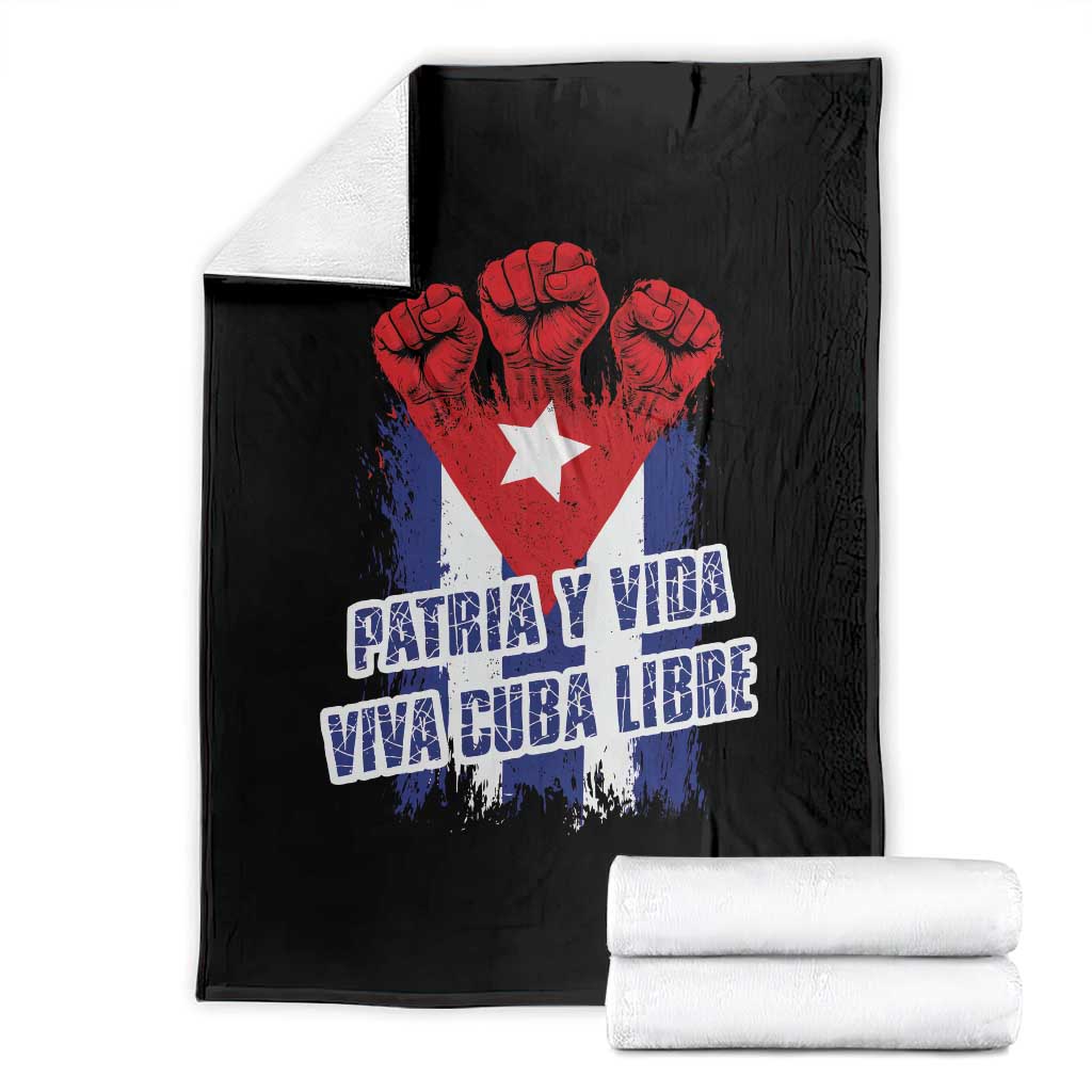 Patria y Vida Cuba Libre Throw Blanket Cuba Flag Fist Freedom Movement