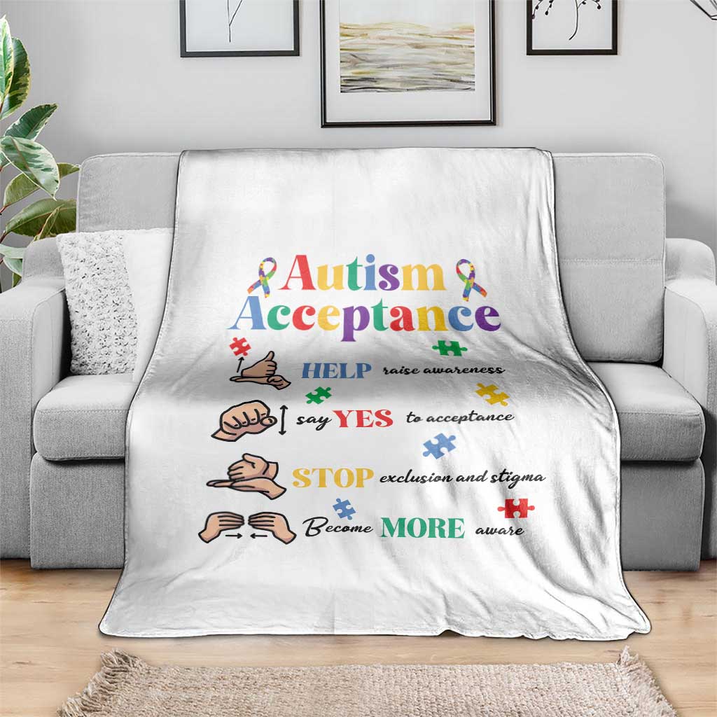 Autism Awareness Acceptance Hand Sign Language SPED Teacher Throw Blanket