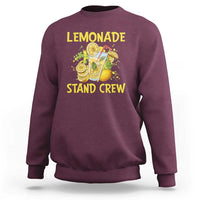 Maroon crewneck sweatshirt with 'Lemonade Stand Crew' graphic on chest