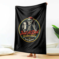 Just A Dad Who Always Came Back With The Milk Throw Blanket Funny Skeleton Father