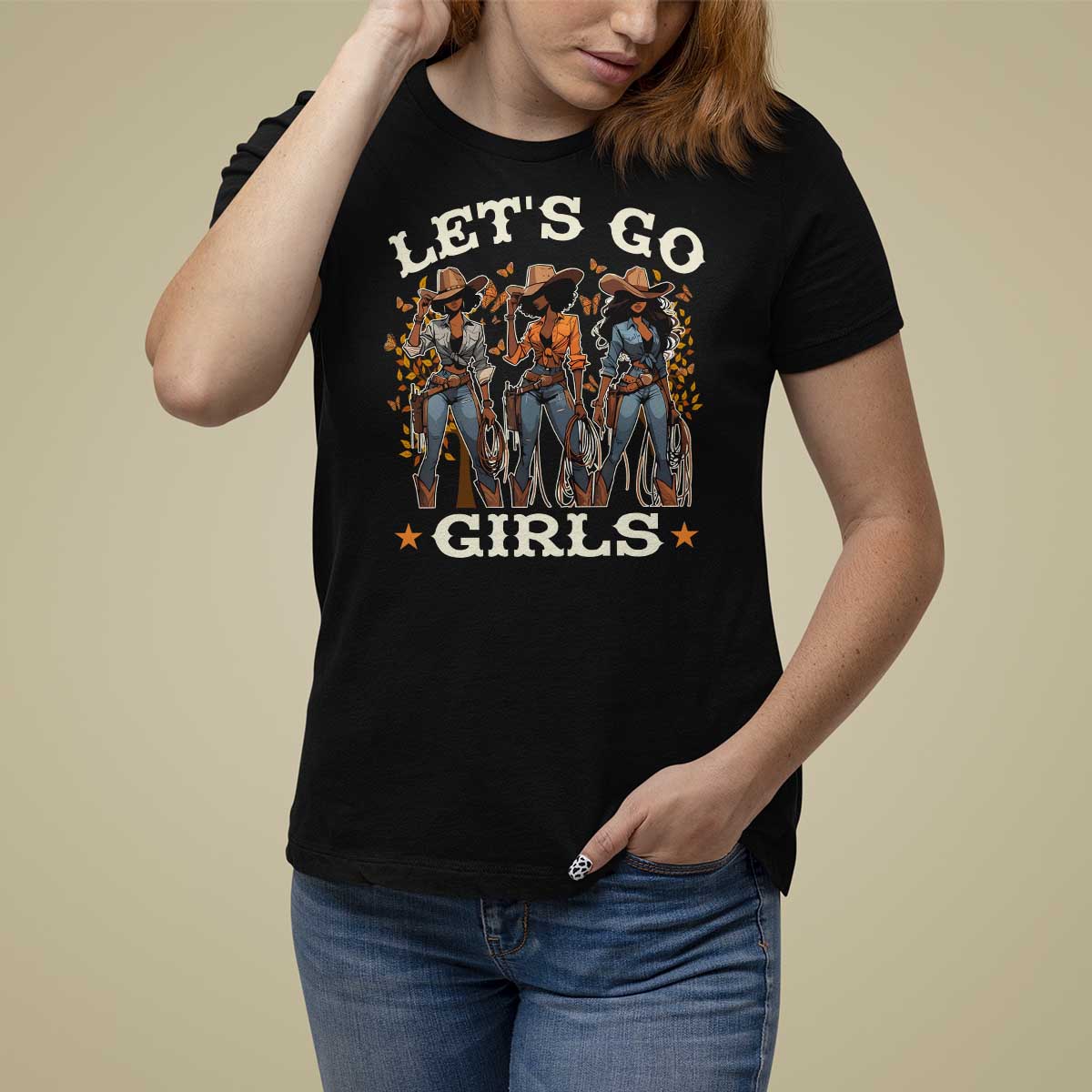 Black Cowgirl T Shirt For Women Let's Go Girl Black History Texas Country - Wonder Print Shop