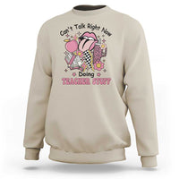 Sand teachers sweatshirt with colorful cartoon graphic and text "Doing TEACHER STUFF"