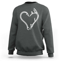 Fishing And Hunting Vintage Hook Antler Heart Sweatshirt - Wonder Print Shop