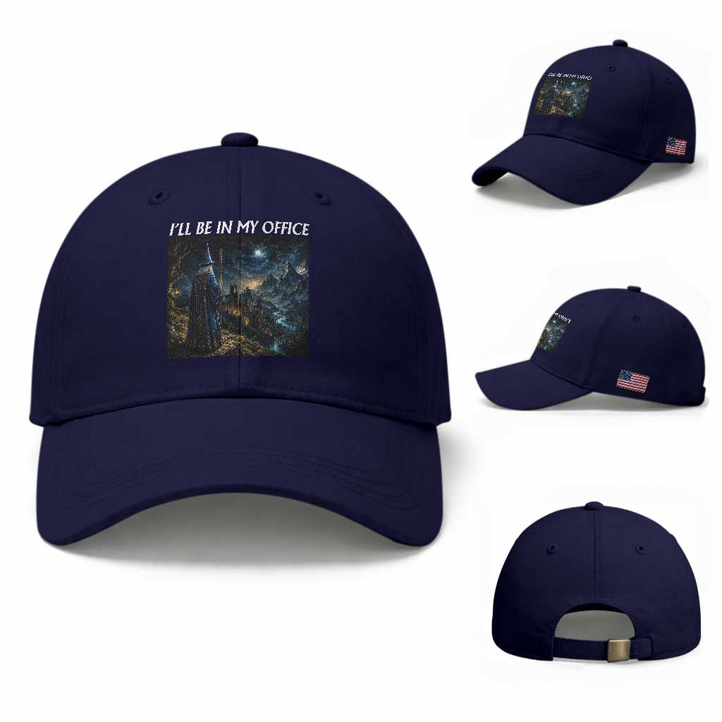 I Will Be In My Office Funny Wizard Fantasy Magic Meme Baseball Cap