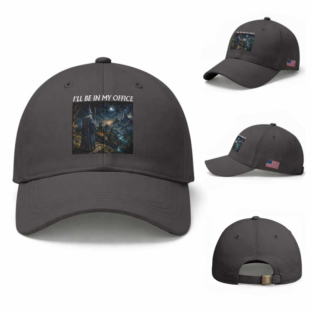 I Will Be In My Office Funny Wizard Fantasy Magic Meme Baseball Cap