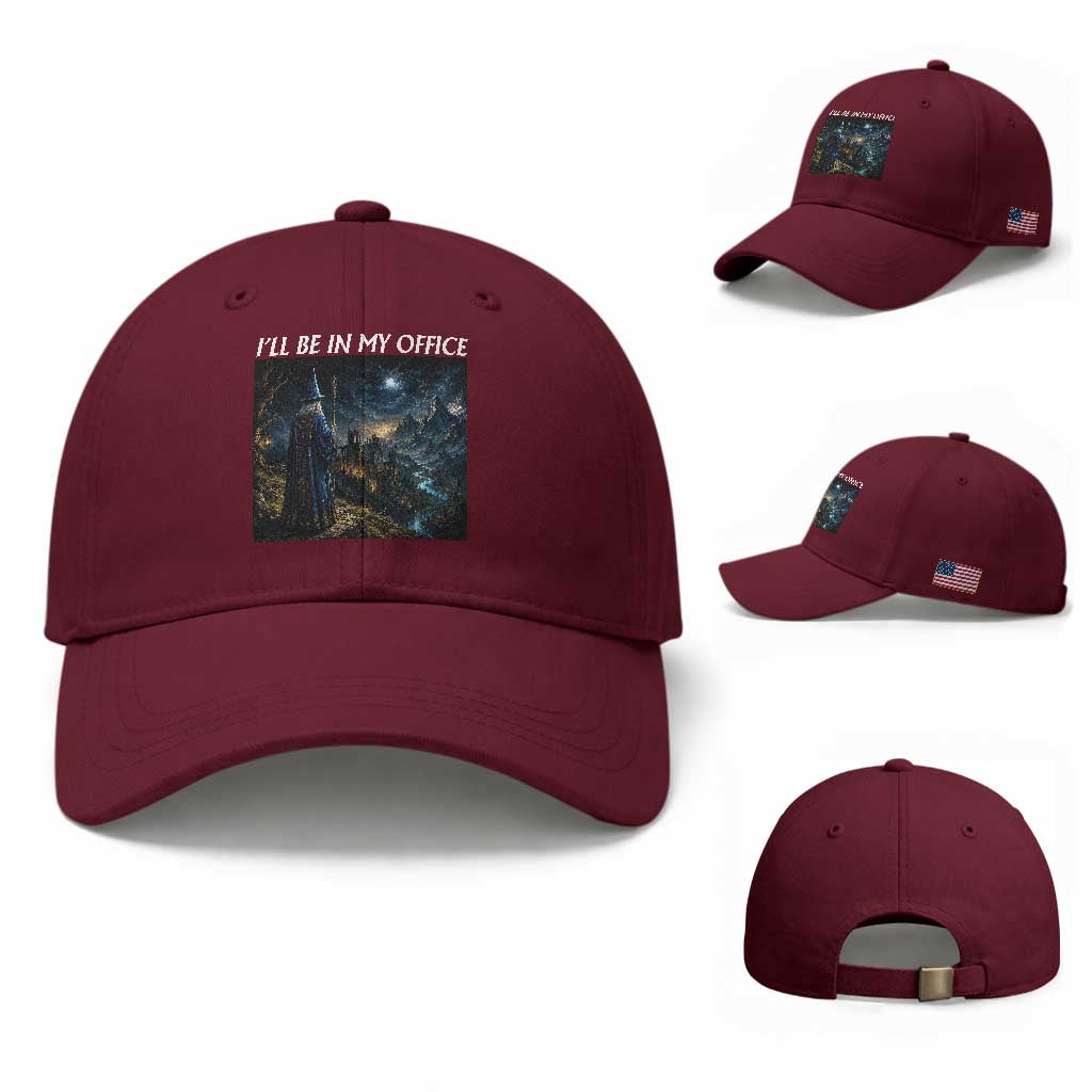I Will Be In My Office Funny Wizard Fantasy Magic Meme Baseball Cap