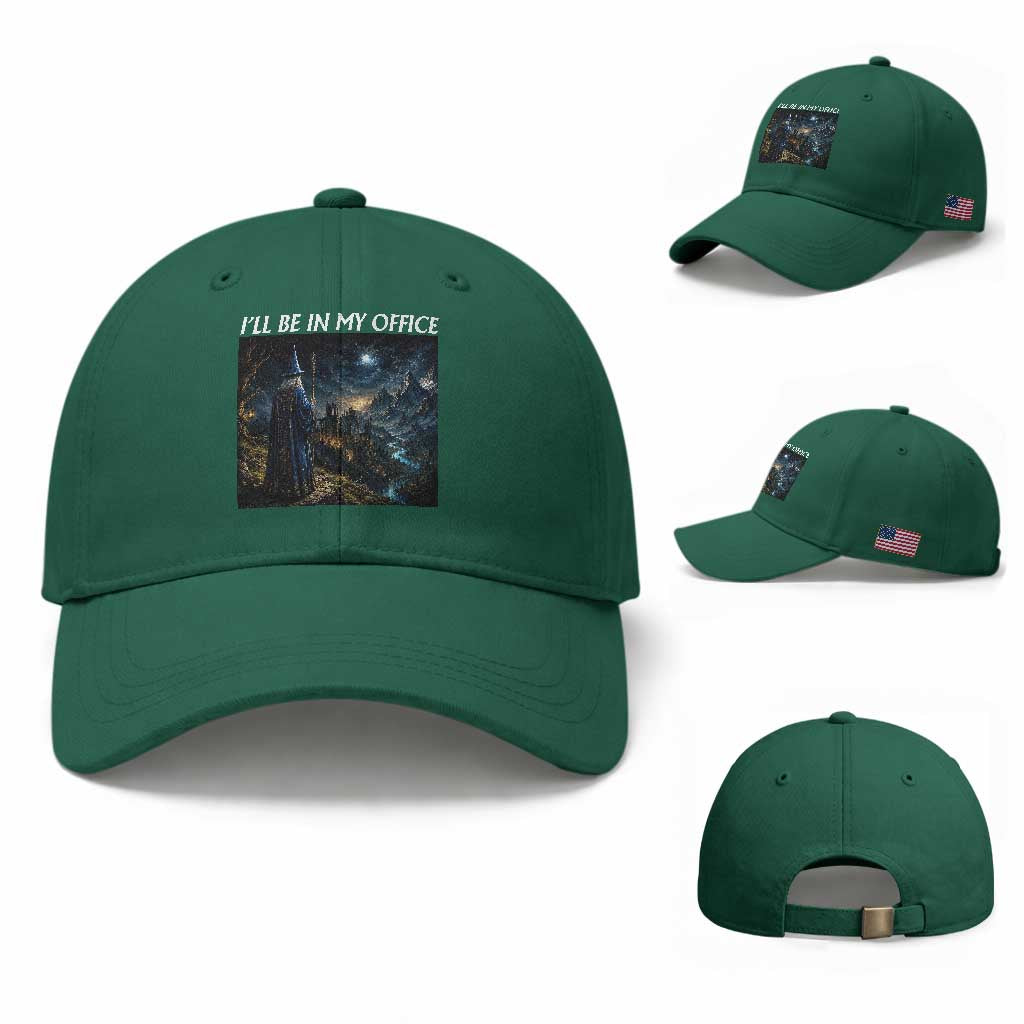 I Will Be In My Office Funny Wizard Fantasy Magic Meme Baseball Cap