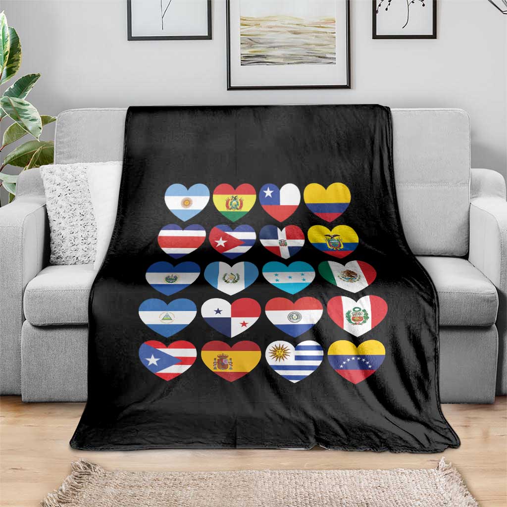 Hispanic Heritage Month Latin American Countries Heart Throw Blanket - Wonder Print Shop