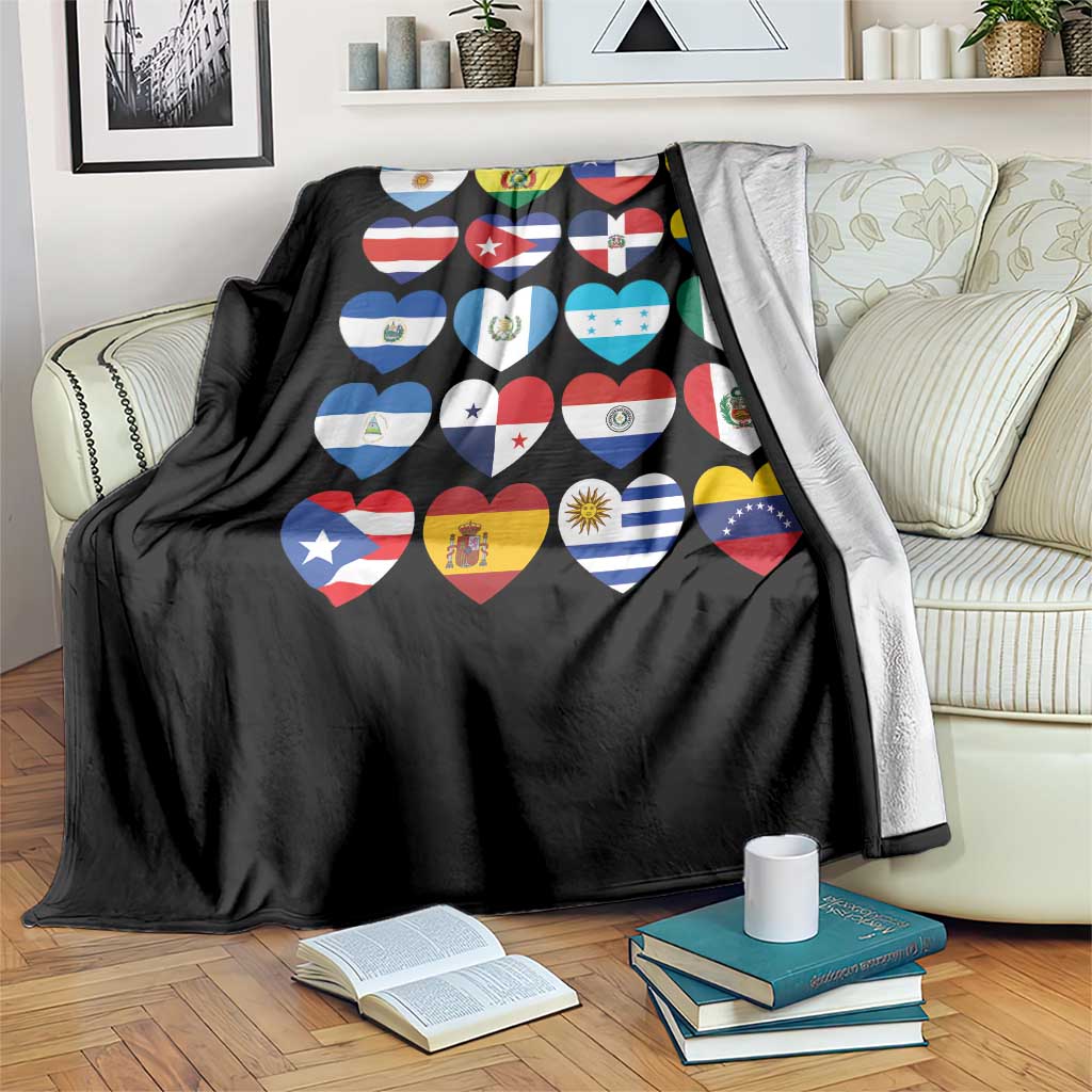 Hispanic Heritage Month Latin American Countries Heart Throw Blanket - Wonder Print Shop