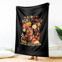 Afro Latina Power Throw Blanket Hispanic Heritage Month Flowers - Wonder Print Shop