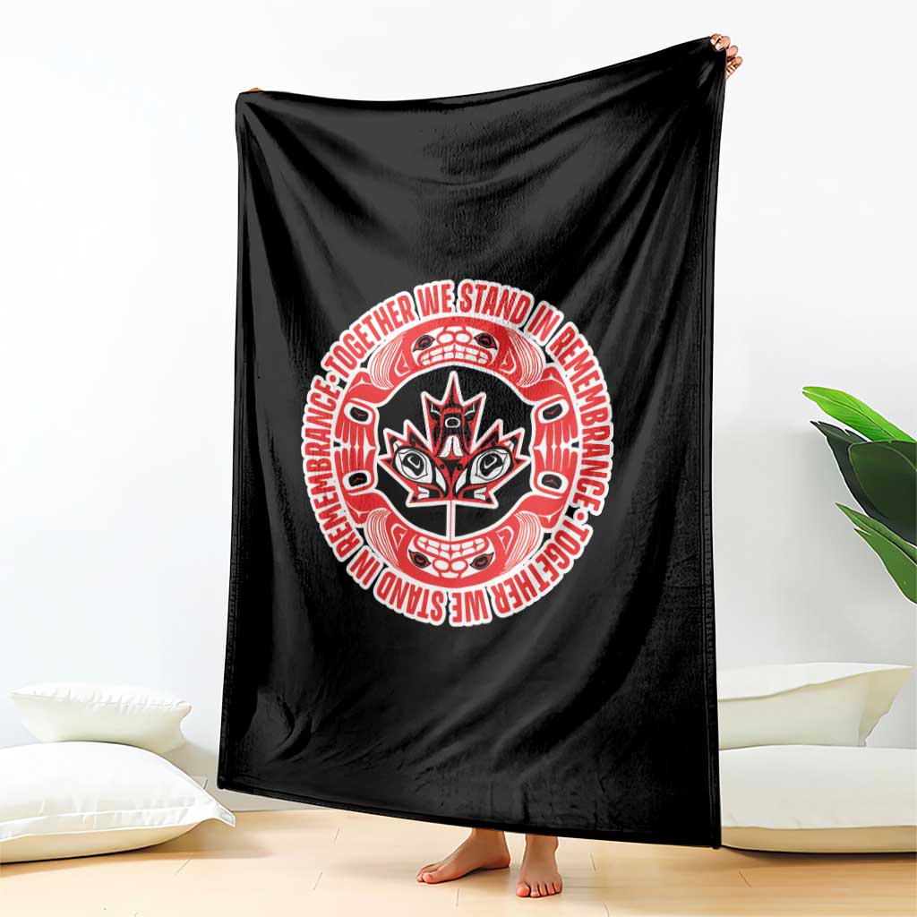 Indigenous Children Throw Blanket Together We Stand In Remembrance Unity Day Papoose Maple Leaf Native American - Wonder Print Shop