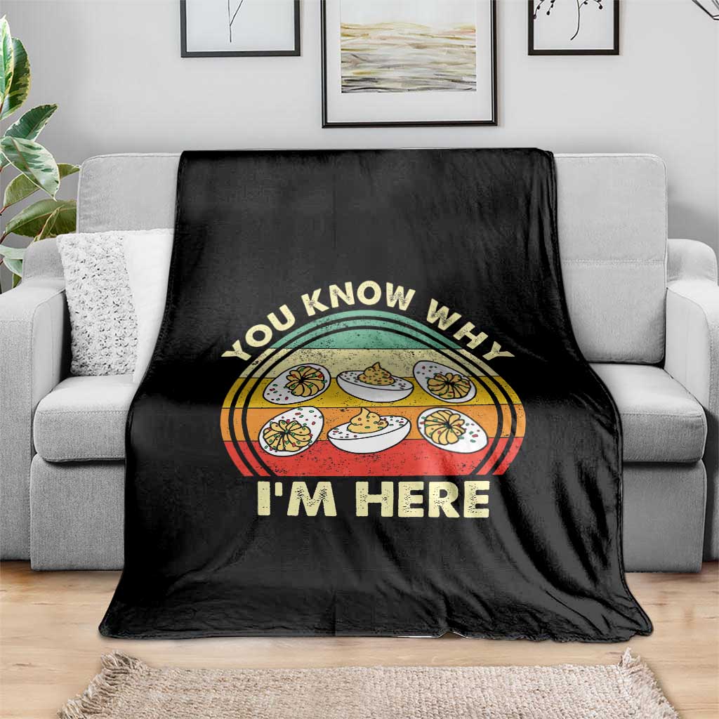 Funny Thanksgiving Deviled Eggs Throw Blanket You Know Why I Am Here Easter Day - Wonder Print Shop