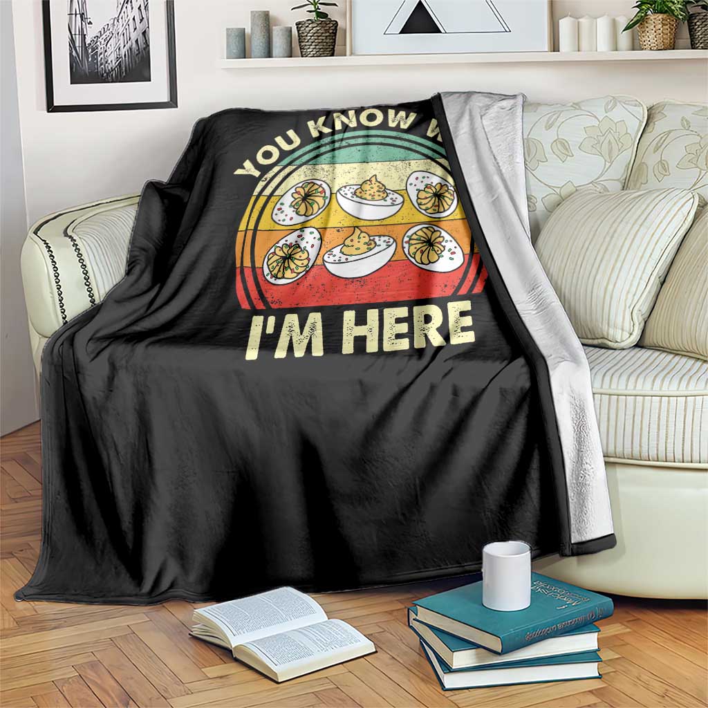 Funny Thanksgiving Deviled Eggs Throw Blanket You Know Why I Am Here Easter Day - Wonder Print Shop