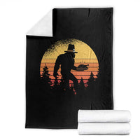 Bigfoot Pilgrim Turkey Pumpkin Thanksgiving Day Throw Blanket - Wonder Print Shop