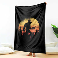 Bigfoot Pilgrim Turkey Pumpkin Thanksgiving Day Throw Blanket - Wonder Print Shop