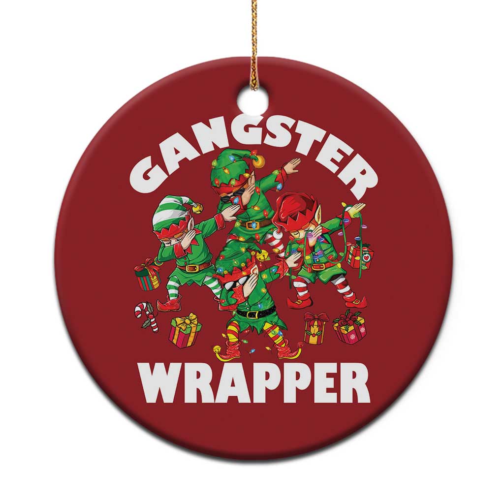 Funny Gangster Wrapper Christmas Ornament Gangsta Elf Crew Presents - Wonder Print Shop