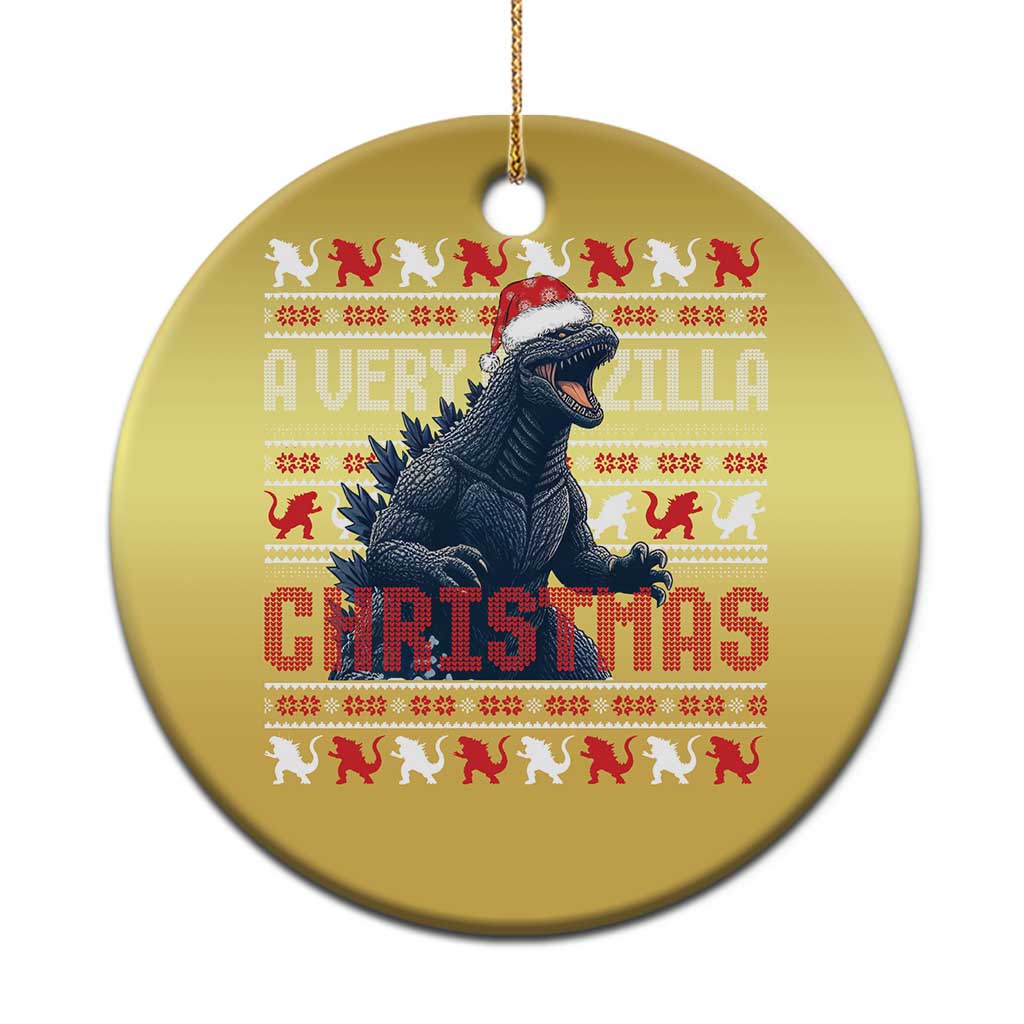 Funny Xmas Santa Godzilla Christmas Ornament A Very Godzilla Xmas Japanese Monster - Wonder Print Shop