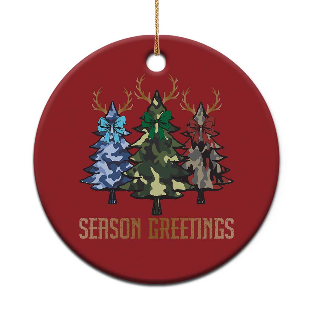 Funny Xmas Hunting Christmas Ornament Season Greetings Camouflage Xmas Tree Reindeers - Wonder Print Shop