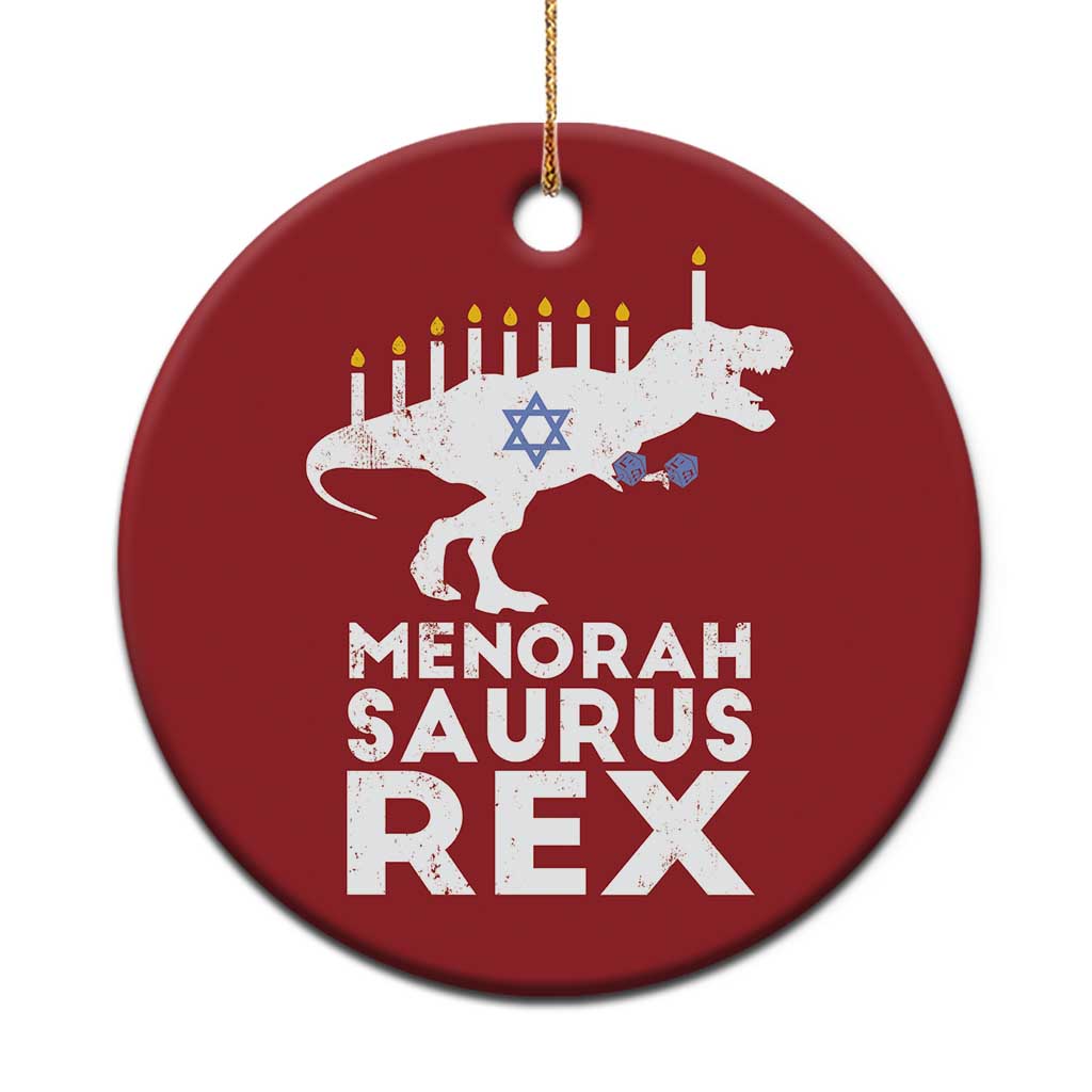 Funny Hanukkah Christmas Ornament Menorah Saurus Rex Dinosaur David Star - Wonder Print Shop