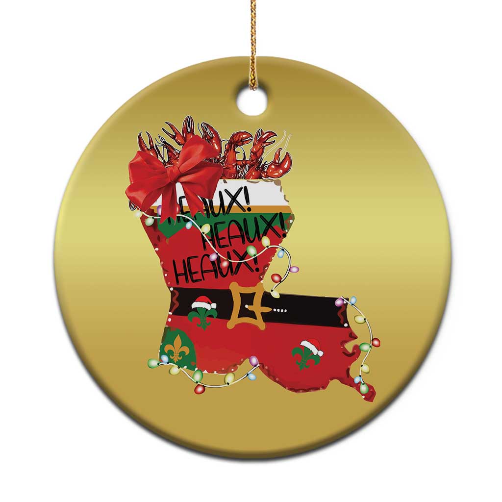 Funny Xmas Cajun Christmas Ornament Triple Heaux Santa Louisiana Map Crawfish - Wonder Print Shop