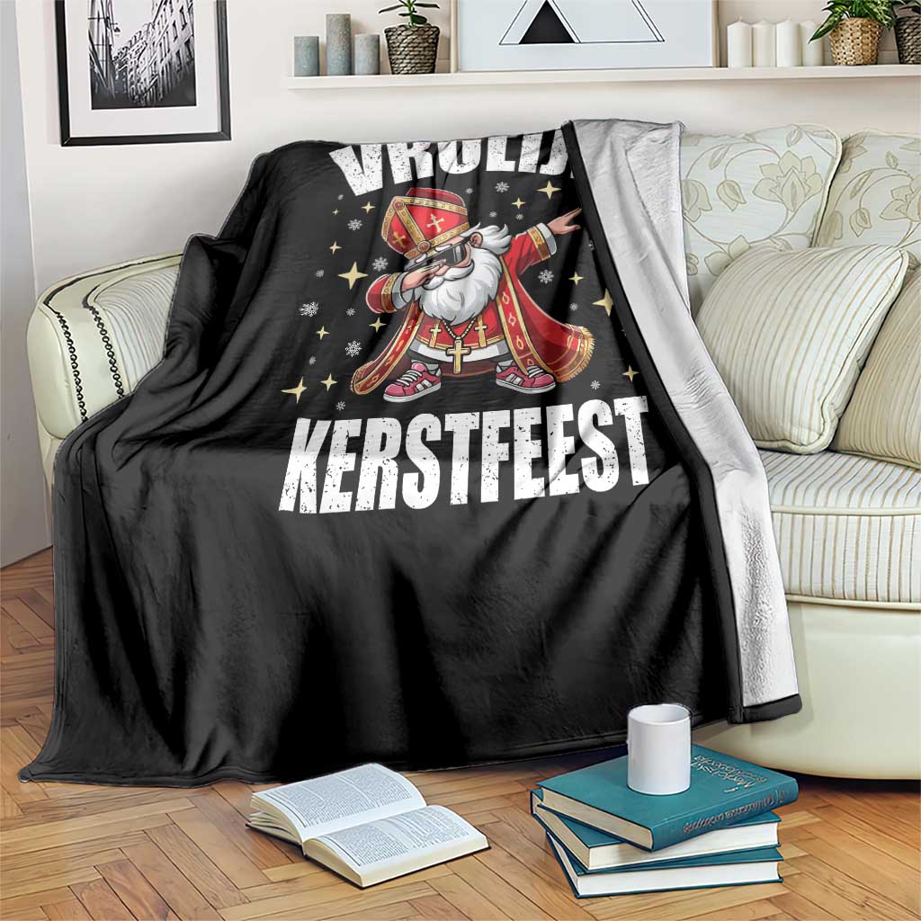 Dutch Christmas Throw Blanket Vrolijk Kerstfeest Dabiing Sinterklaas Santa - Wonder Print Shop