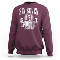 Funny Jesus 67 Sweatshirt God Six Seven Meme Religious Christian - Wonder Print Shop
