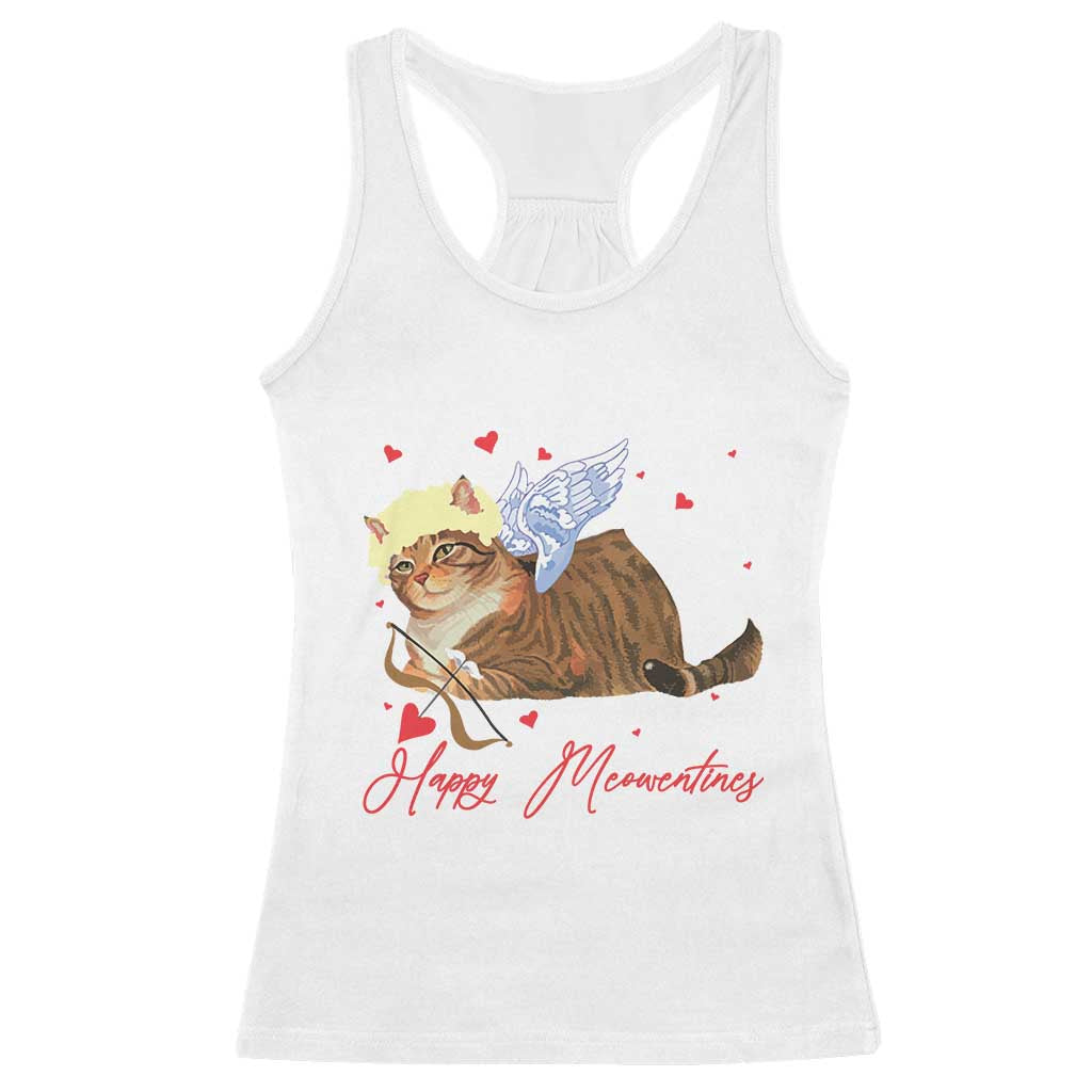 Funny Valentine's Day Cupid Cat Racerback Tank Top Happy Meowentines