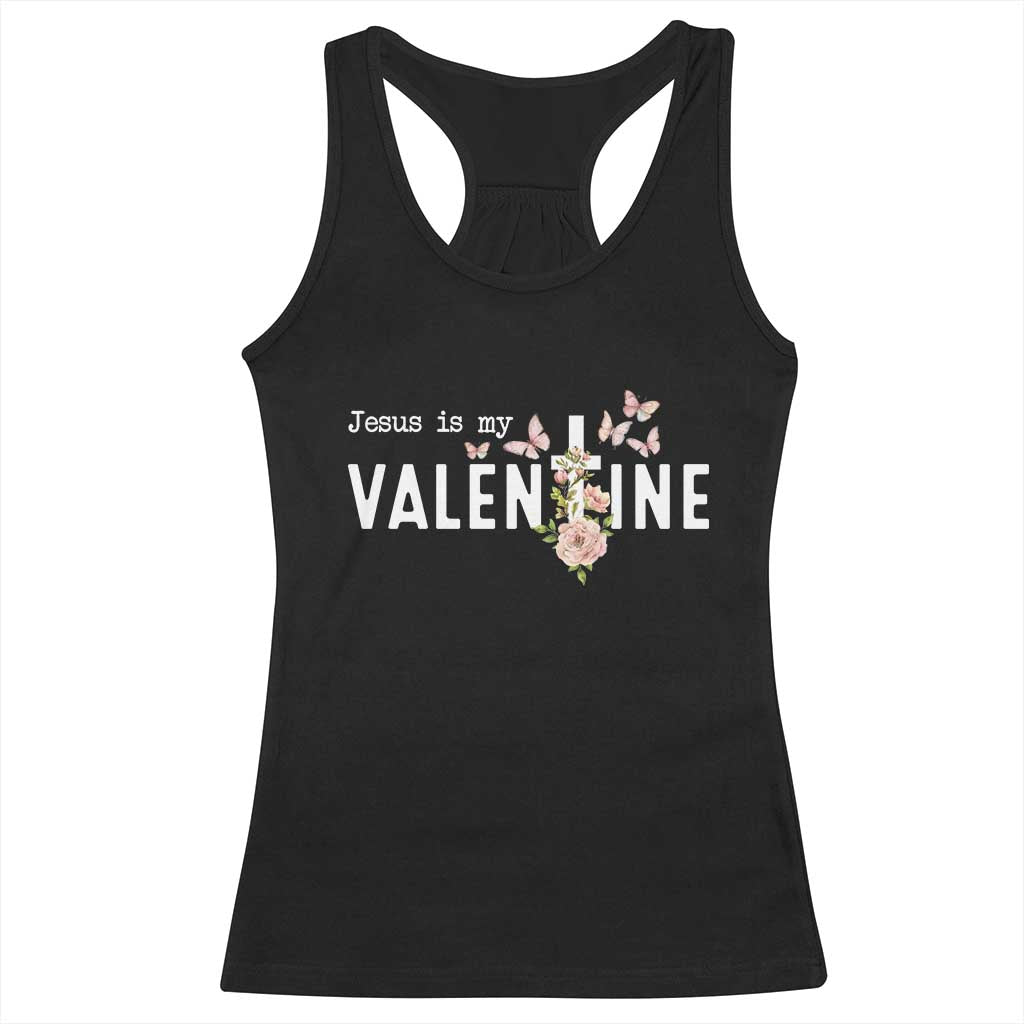 Christian Religious God Valentine's Day Racerback Tank Top Jesus Is My Valentine Rose Flowers