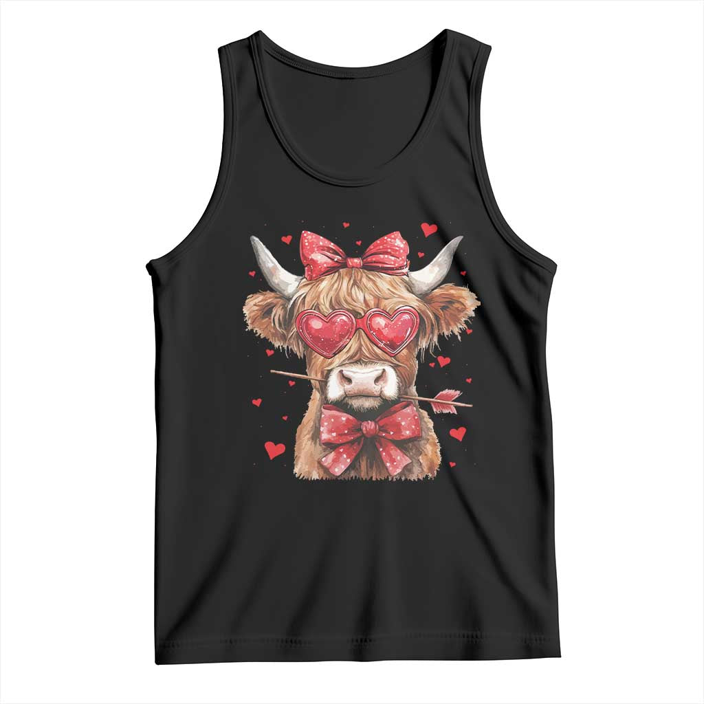 Funny Western Highland Cow Farm Valentine Tank Top