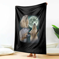 Funny Three Groundhog Moon Groundhog Day Meme Throw Blanket - Wonder Print Shop