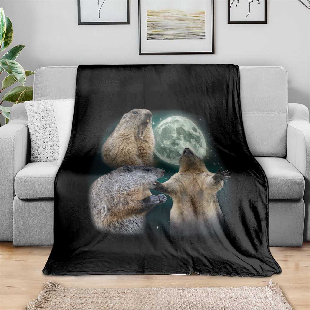 Funny Three Groundhog Moon Groundhog Day Meme Throw Blanket - Wonder Print Shop