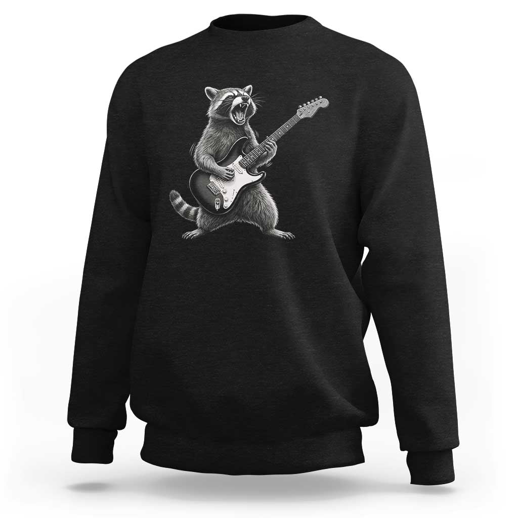 Funny Raccoon Playing Guitar Rock and Roll Sweatshirt